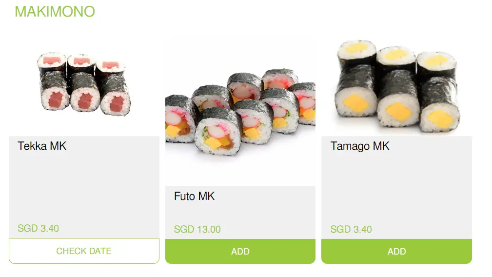 SAKAE SUSHI MAKIMONO MENU PRICES 2024