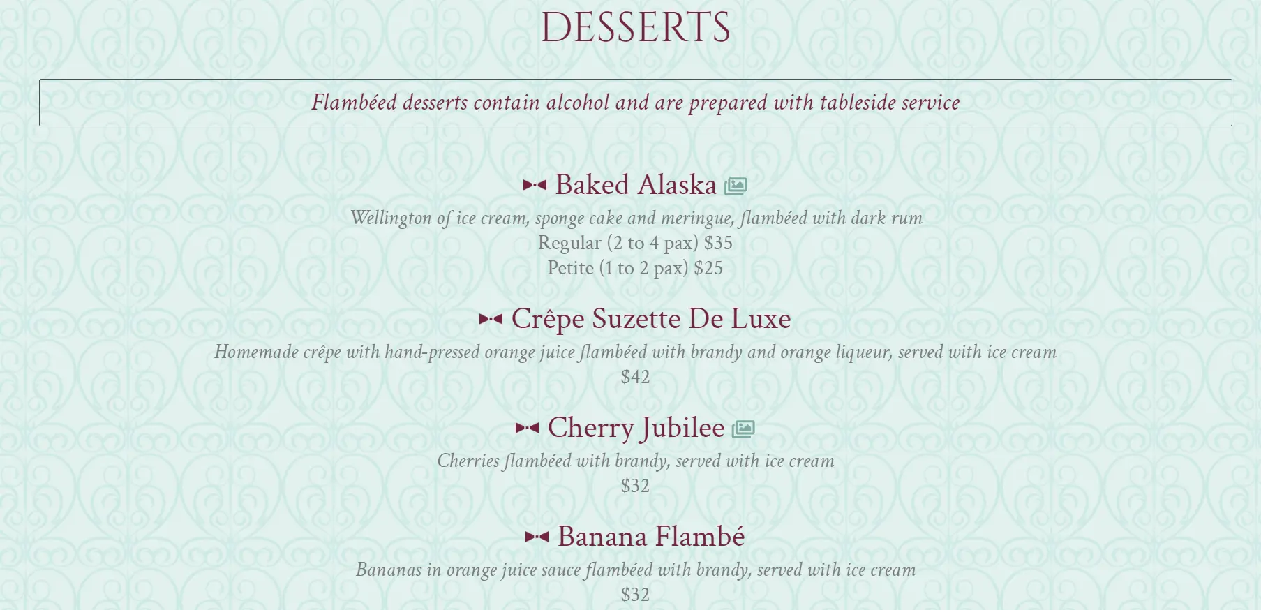 SHASHLIK DESSERTS MENU PRICES 2024