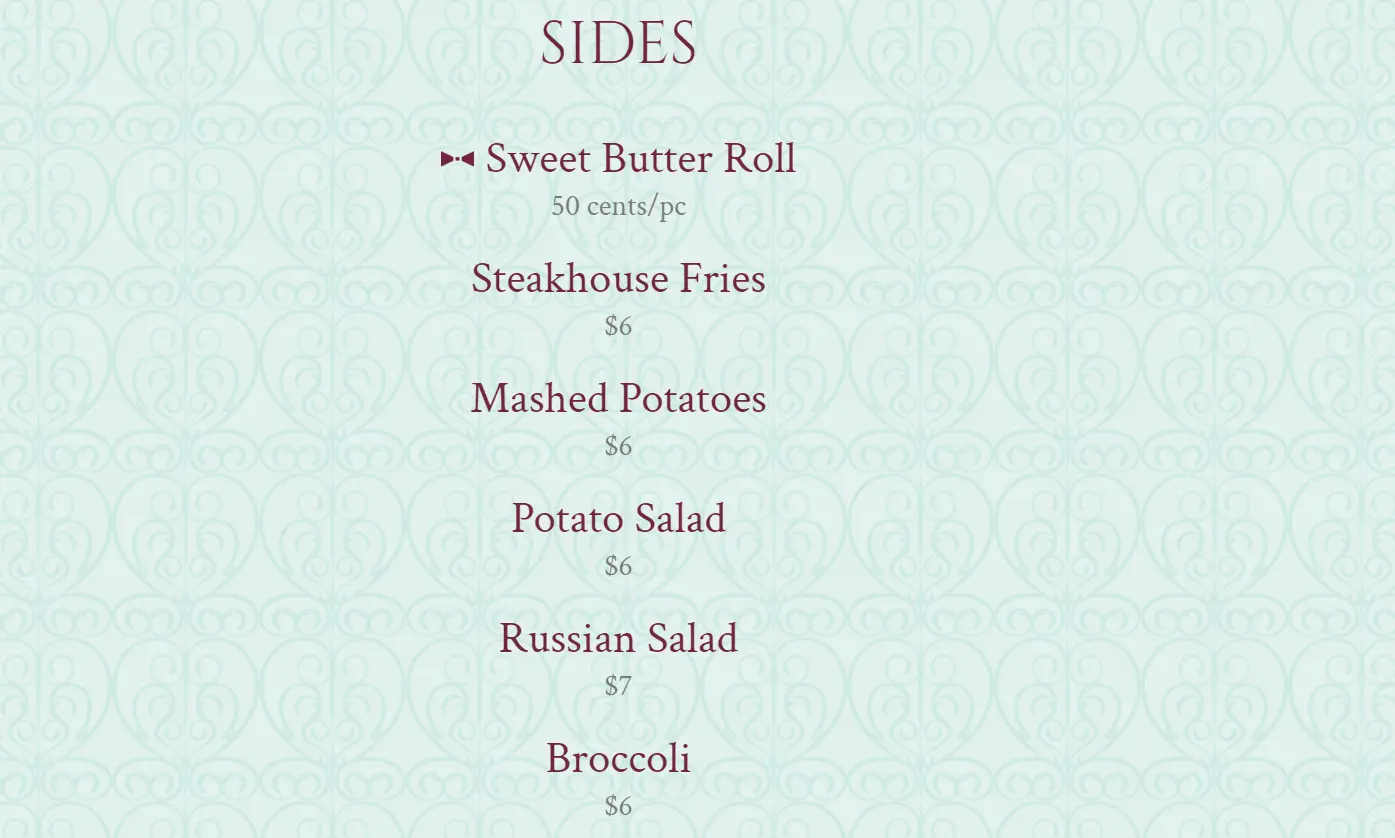 SHASHLIK SIDES MENU PRICES 2024