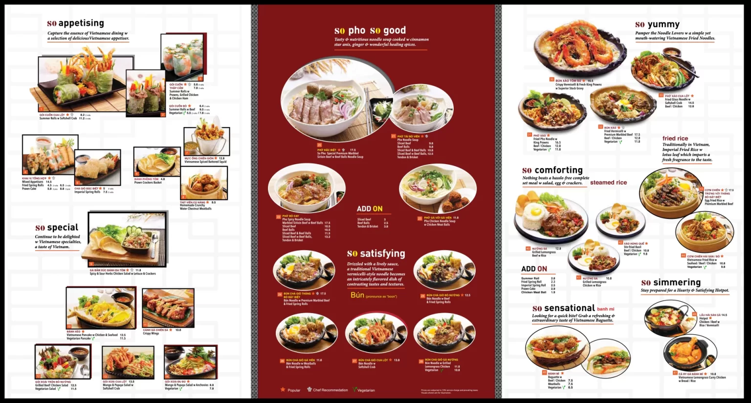 SO PHO MAIN COURSE MENU PRICES 2024