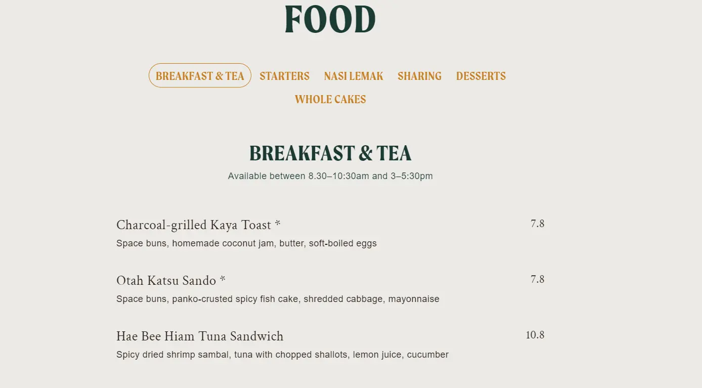 THE COCONUT CLUB BREAKFAST AND TEA MENU 2024