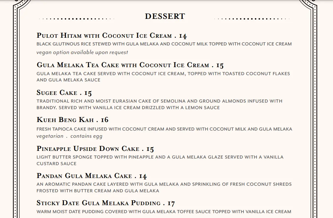 VIOLET OON DESSERTS MENU PRICES 2024