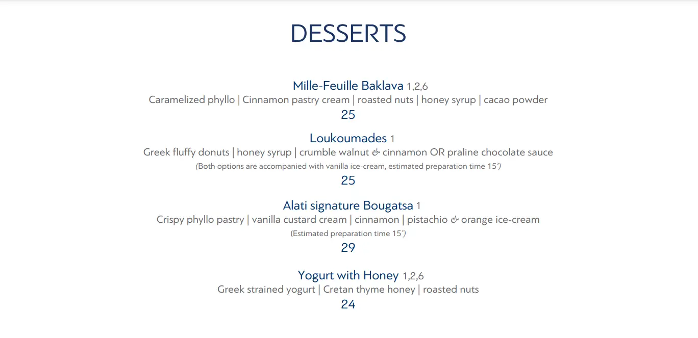 ALATI DESSERTS MENU PRICES 2024