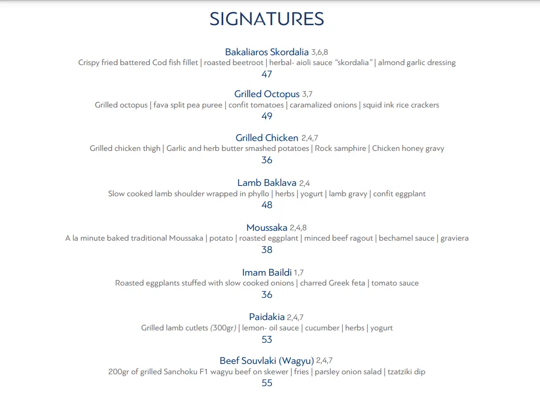 ALATI SIGNATURES MENU PRICES 2024