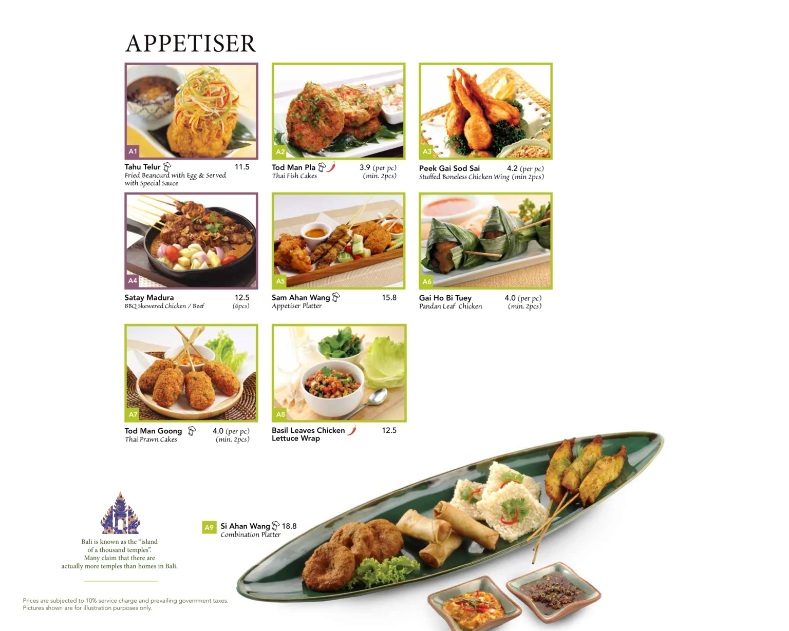 BALI THAI APPETIZER MENU WITH PRICES 2024