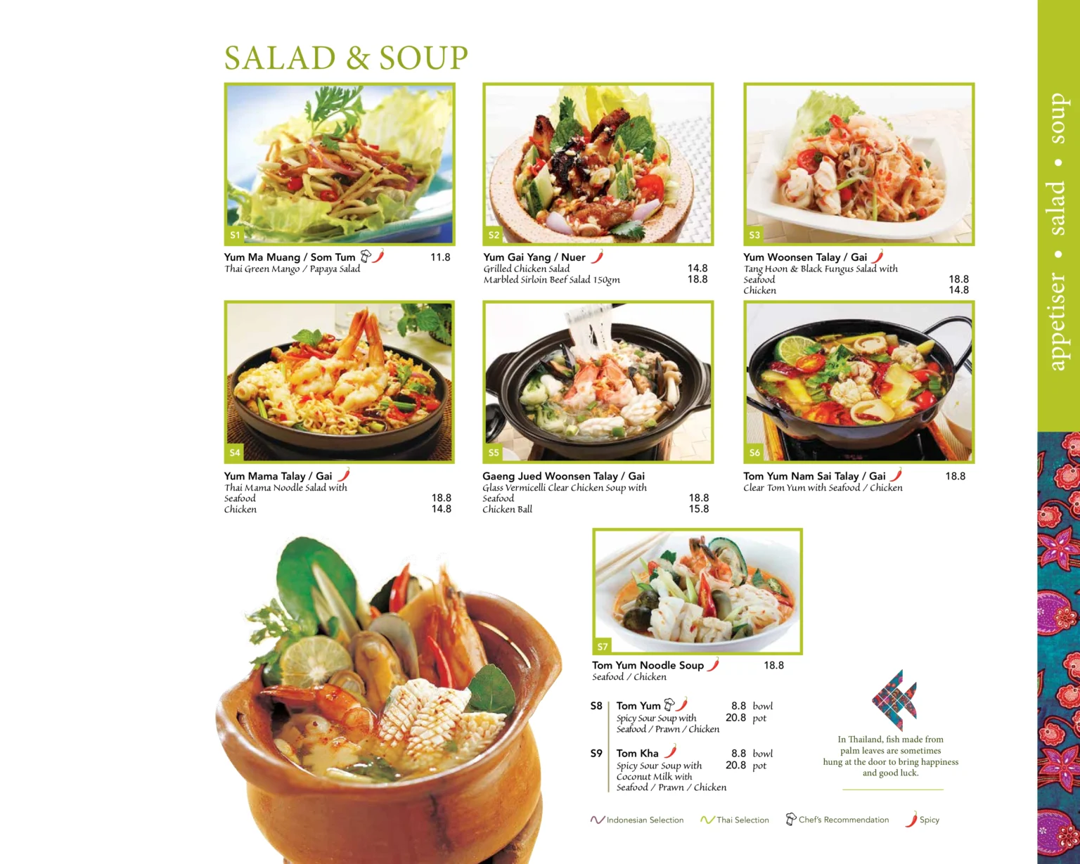 BALI THAI SALAD AND SOUP MENU PRICES 2024