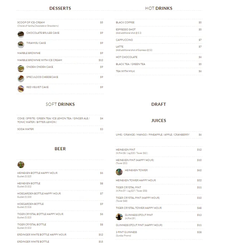 FORESTA RESTAURANT MENU 2024