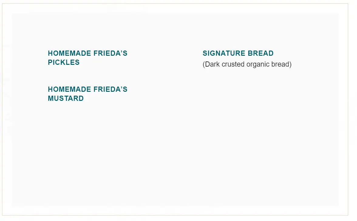 FRIEDA SIDES MENU PRICES 2024