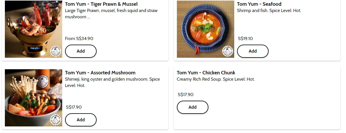 KRAPOW TOM YUM MENU PRICES 2024