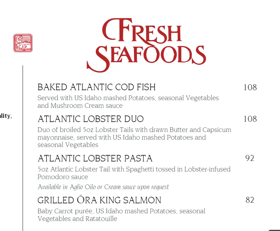 LAWRY’S FRESH SEAFOODS MENU PRICES 2024