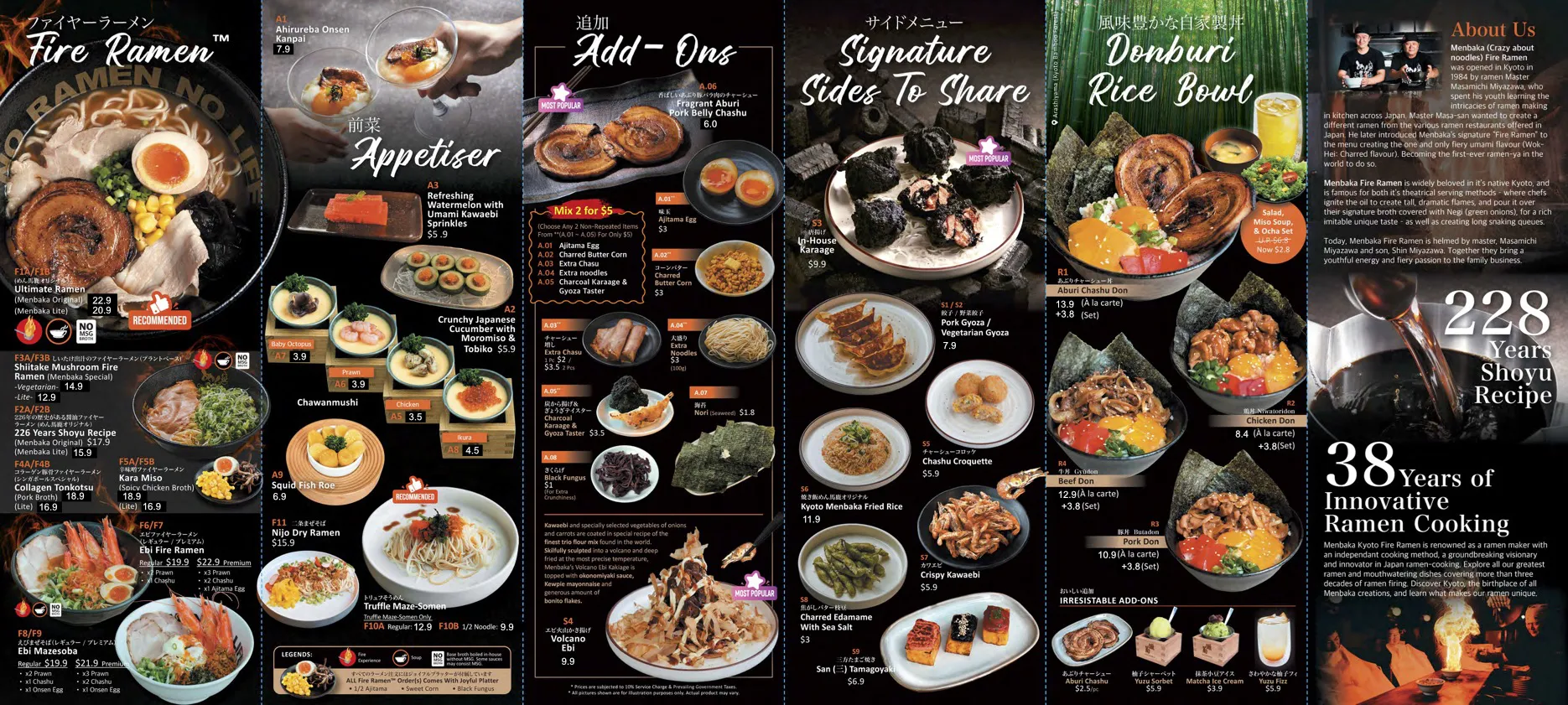 MENBAKA FIRE RAMEN SIGNATURES MENU WITH PRICES 2024