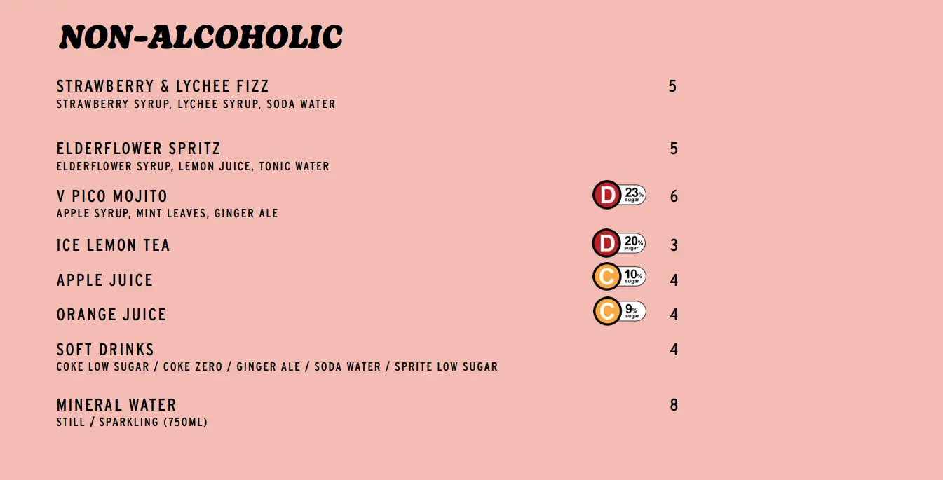 PICOLINO BEVERAGES MENU PRICES 2024