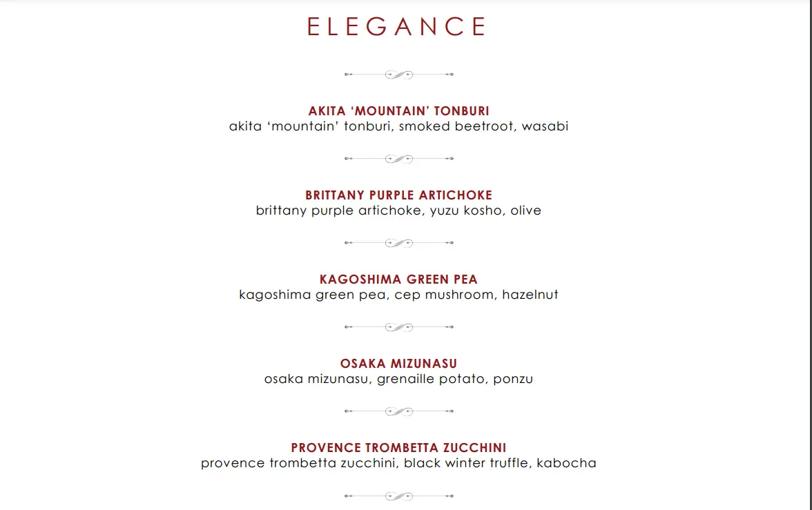 SAINT PIERRE ELEGANCE VEGETARIAN TASTING MENU PRICES 2024