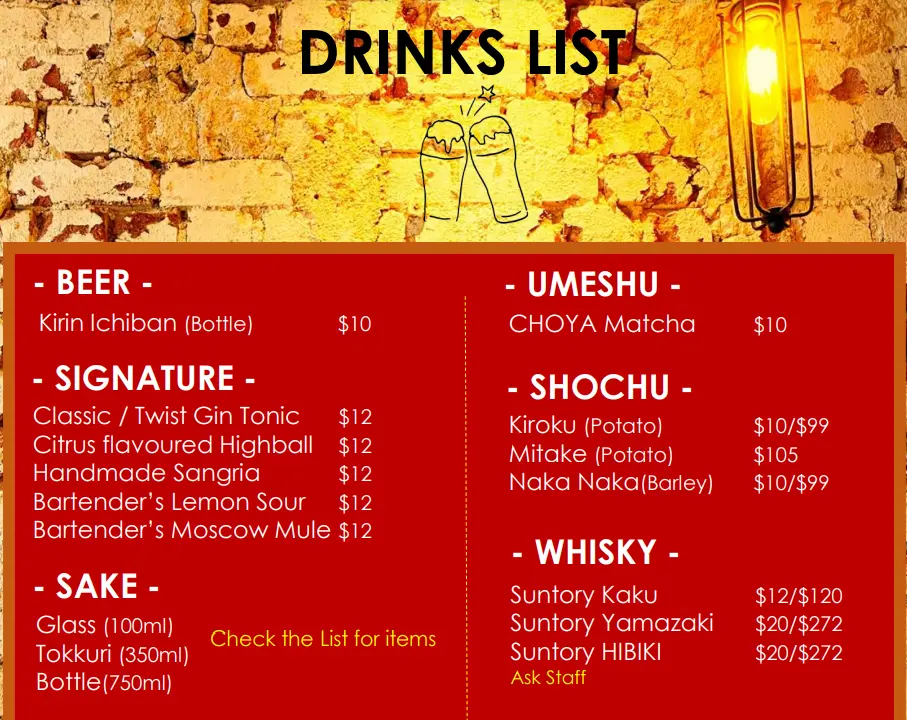 TEPPAN WORKS BEVERAGES MENU PRICES 2024