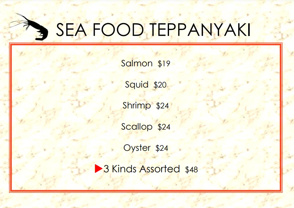 TEPPAN WORKS SEAFOOD TEPPANYAKI MENU PRICES 2024