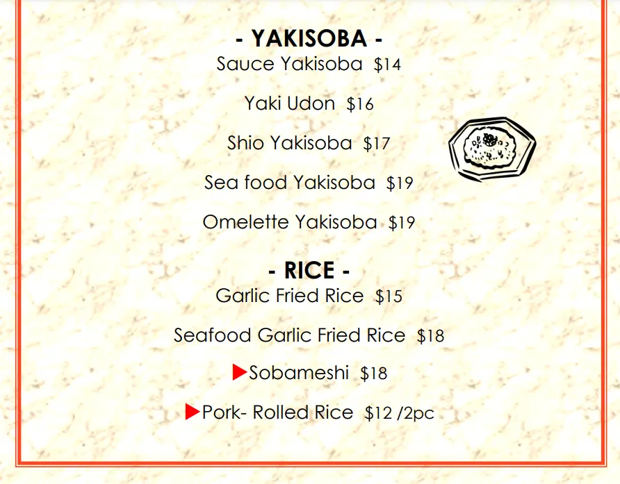 TEPPAN WORKS YAKISOBA MENU PRICES 2024