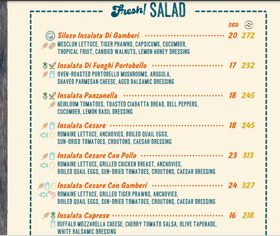 TRAPIZZA SALAD MENU WITH PRICES 2024