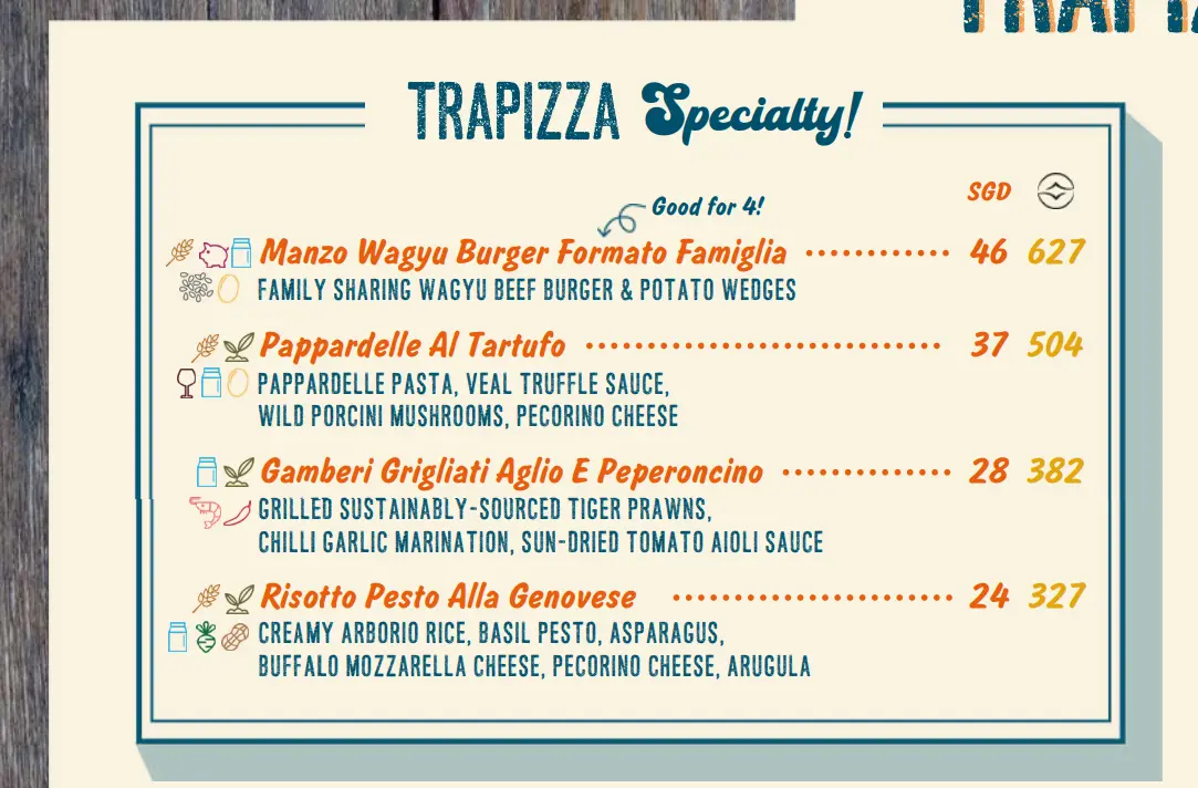 TRAPIZZA SPECIALS MENU PRICES 2024