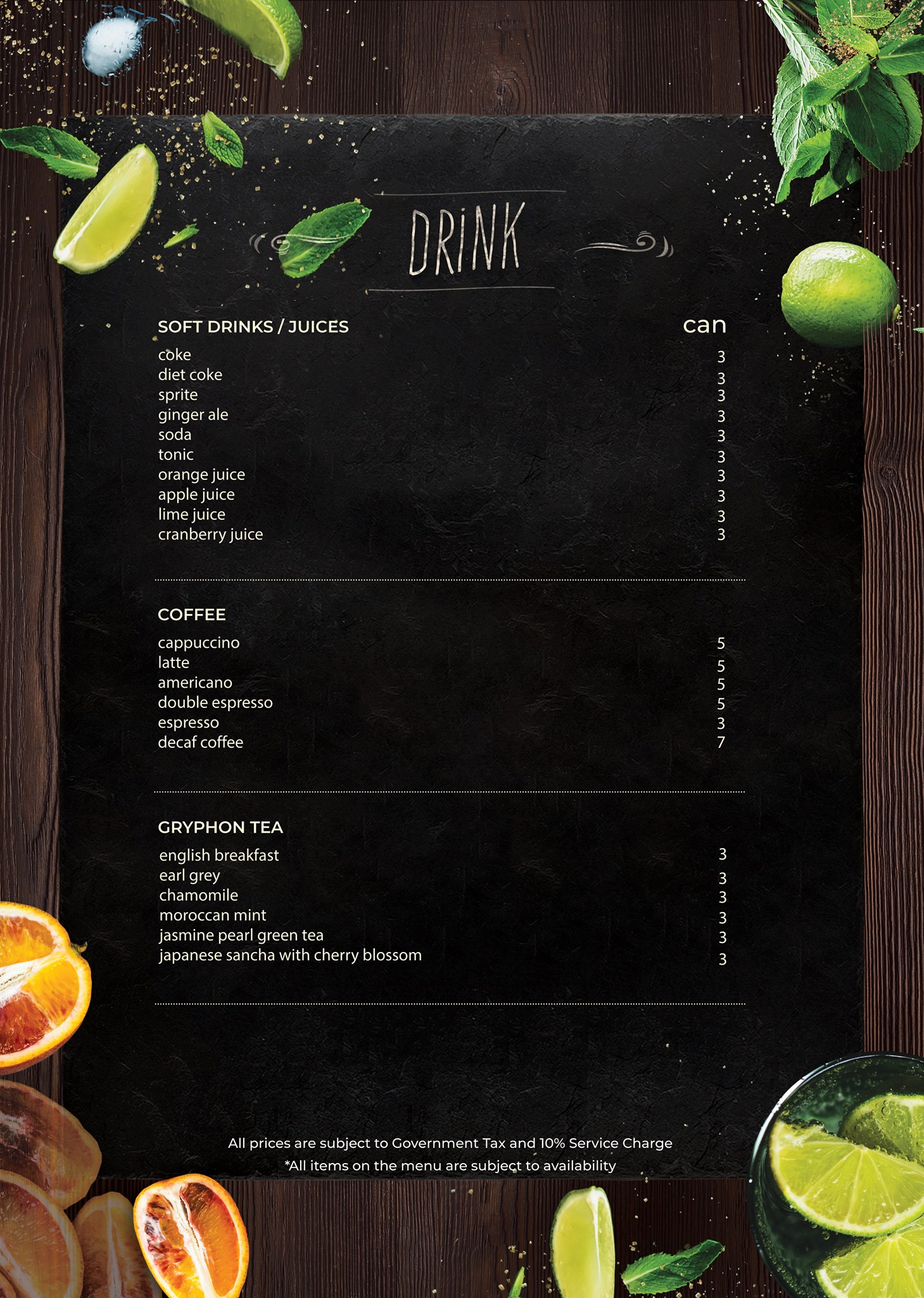 BACI BACI DRINKS MENU 2024