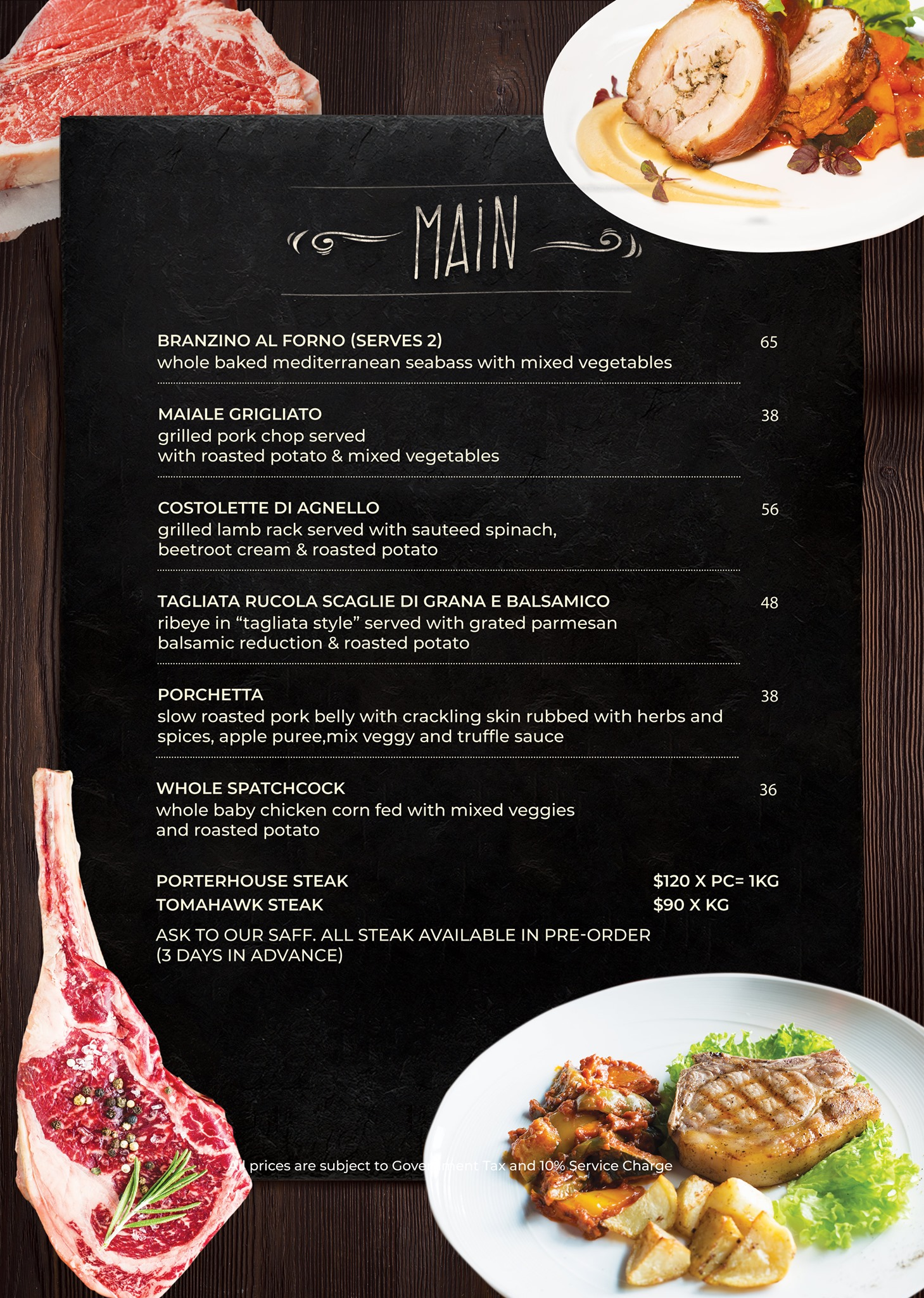 BACI BACI MAINS MENU 2024