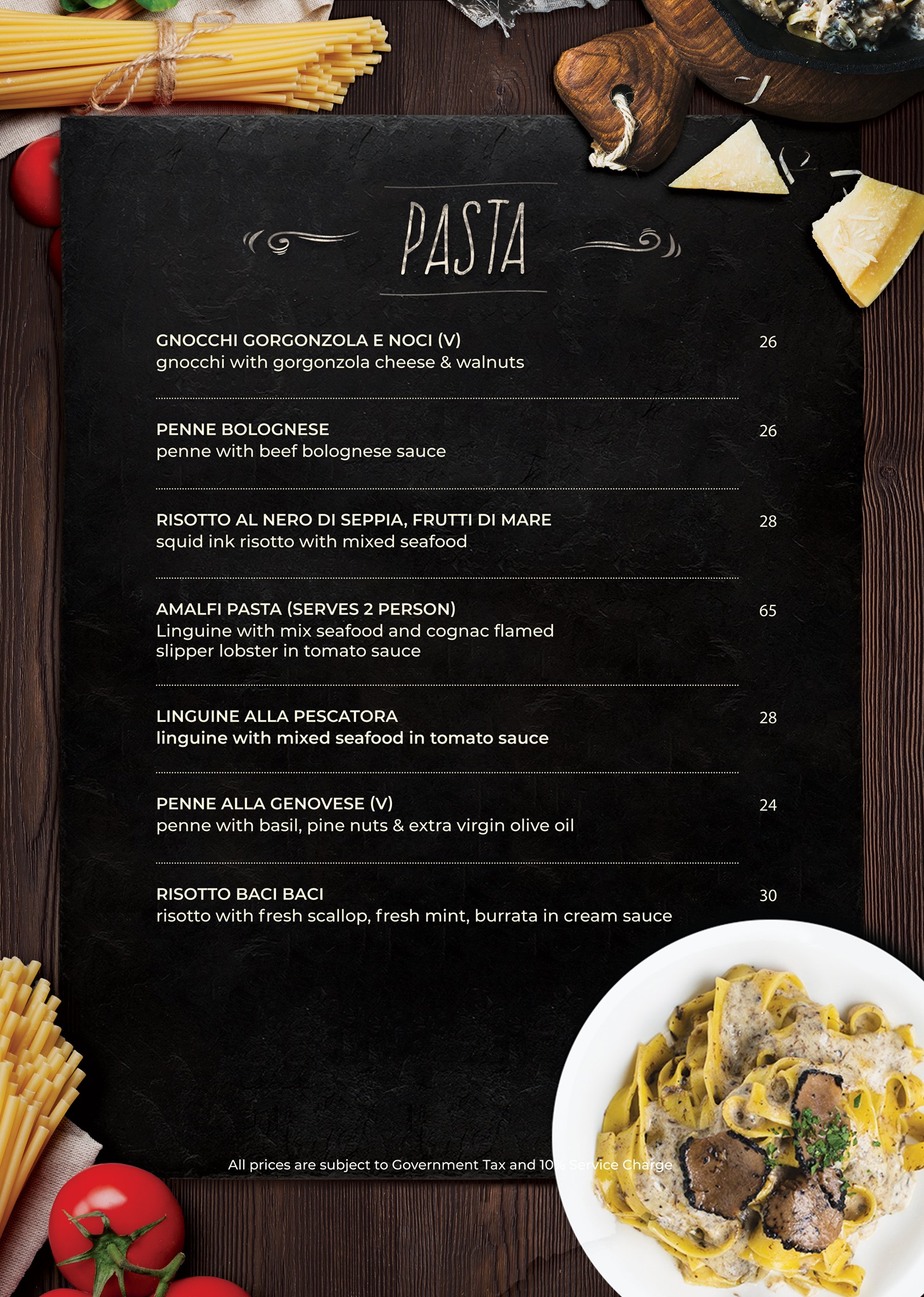 BACI BACI PASTAS MENU 2024