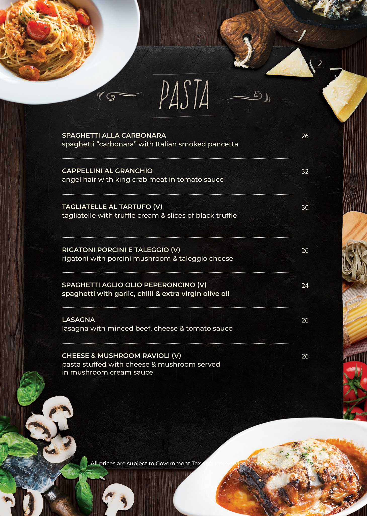 BACI BACI PASTAS MENU 2024