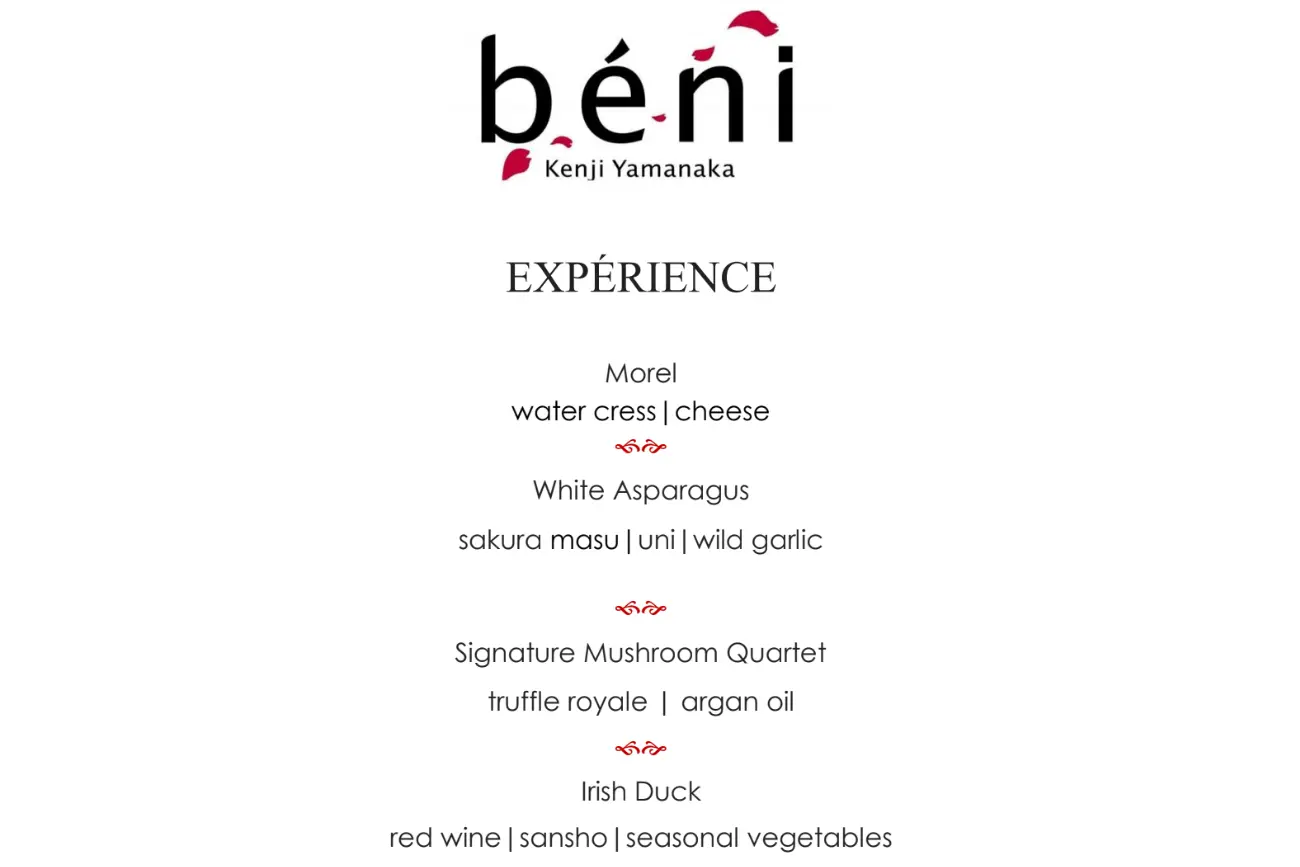 BENI APPETIZERS MENU WITH PRICES 2024