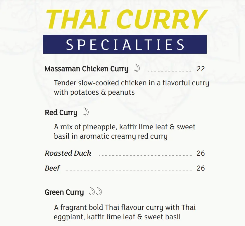 BLUE JASMINE THAI CURRY SPECIALTIES MENU PRICES 2024