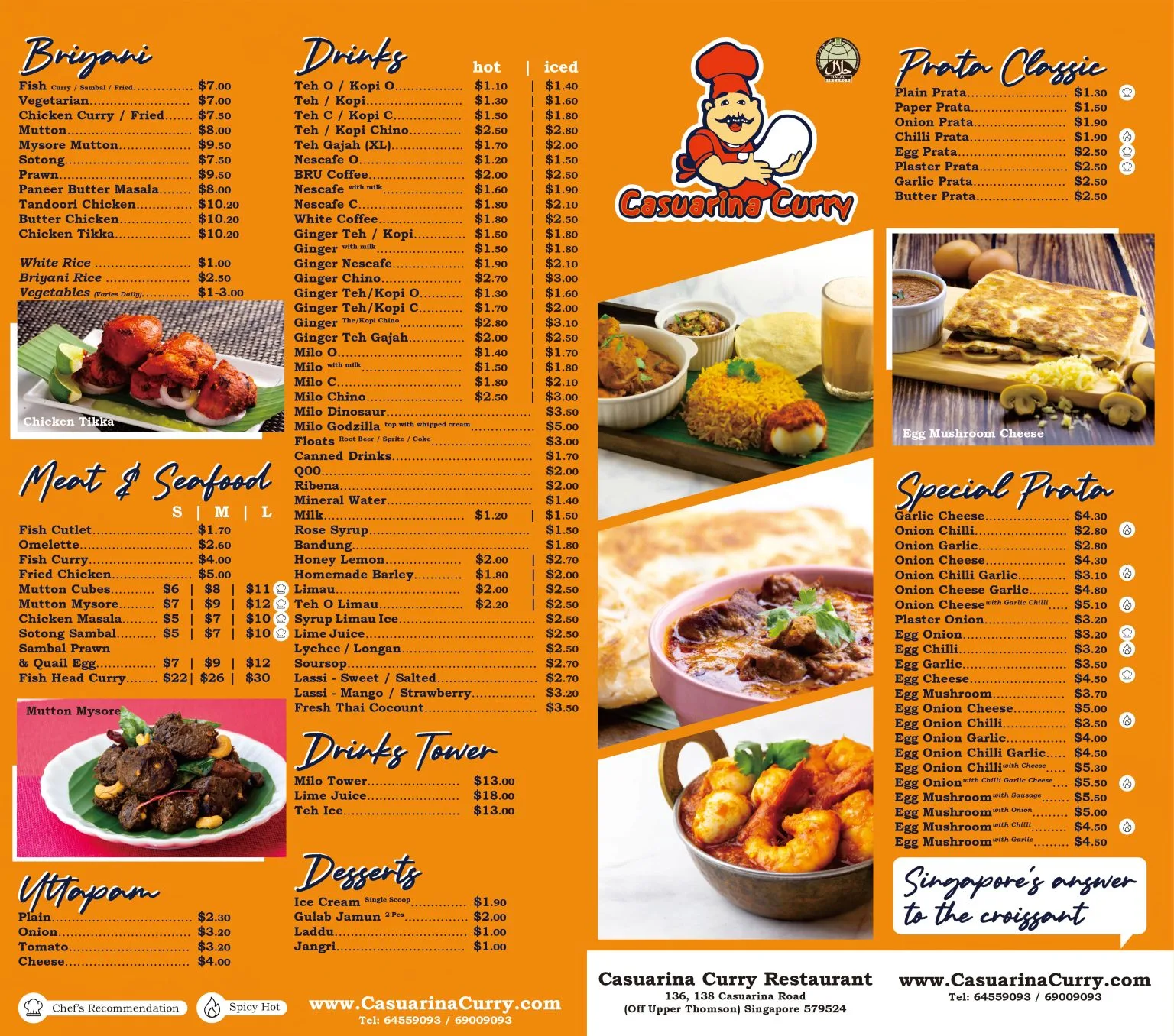 CASUARINA CURRY SINGAPORE MENU 2024