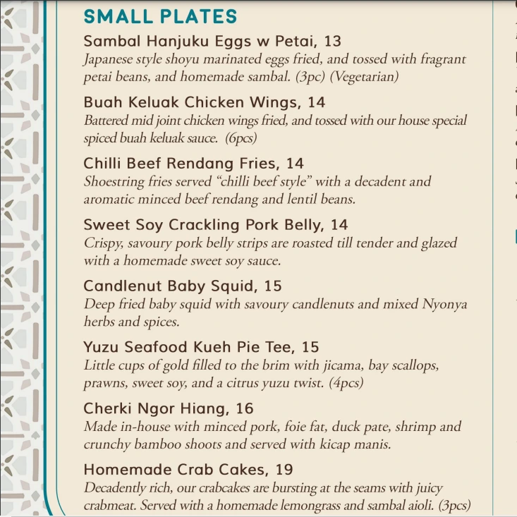 CHERKI SMALL PLATES MENU PRICES 2024