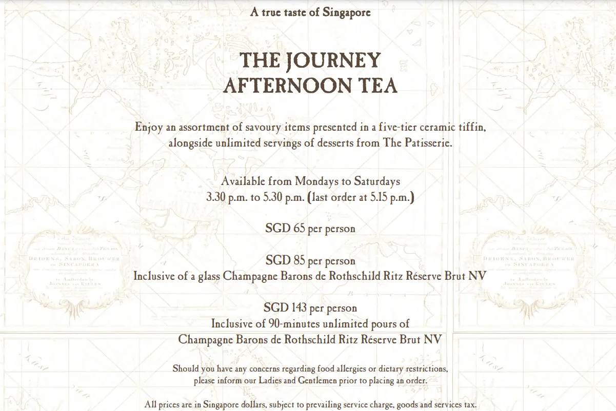 COLONY AFTERNOON TEA BUFFET MENU PRICES 2024