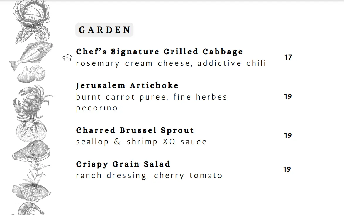 ESTUARY GARDEN MENU PRICES 2024