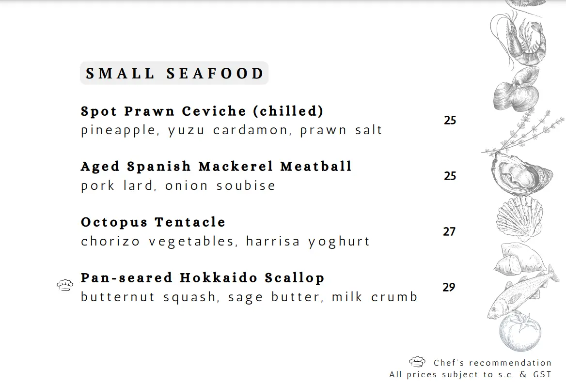 ESTUARY SMALL SEAFOOD MENU PRICES 2024