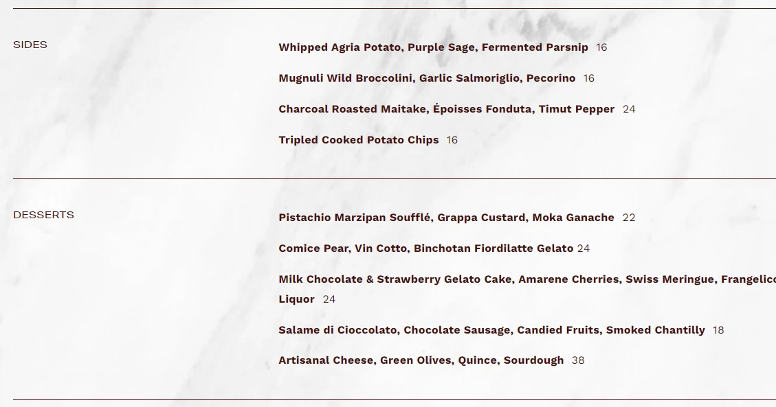 GEMMA STEAKHOUSE SIDES & DESSERTS
MENU 2024