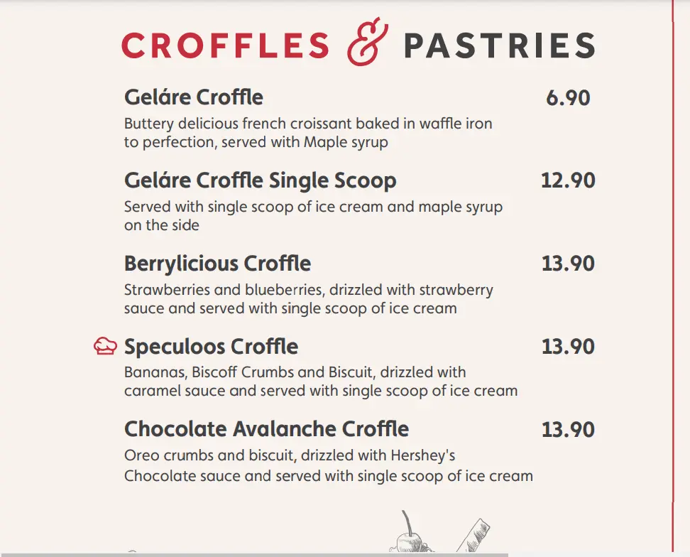 GELARE CROFFLES & PASTRIES MENU 2024