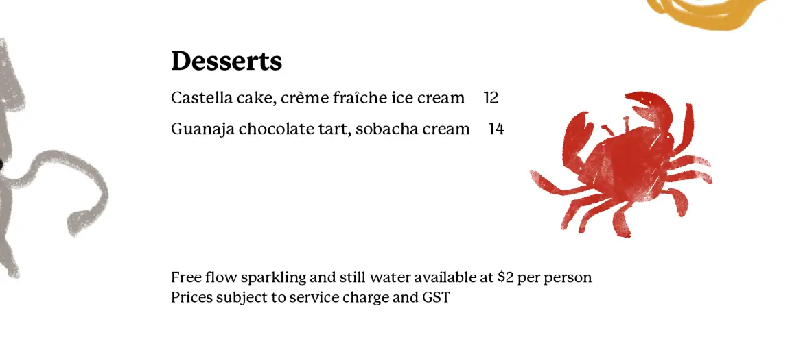 HUMPBACK DESSERTS MENU PRICES 2024