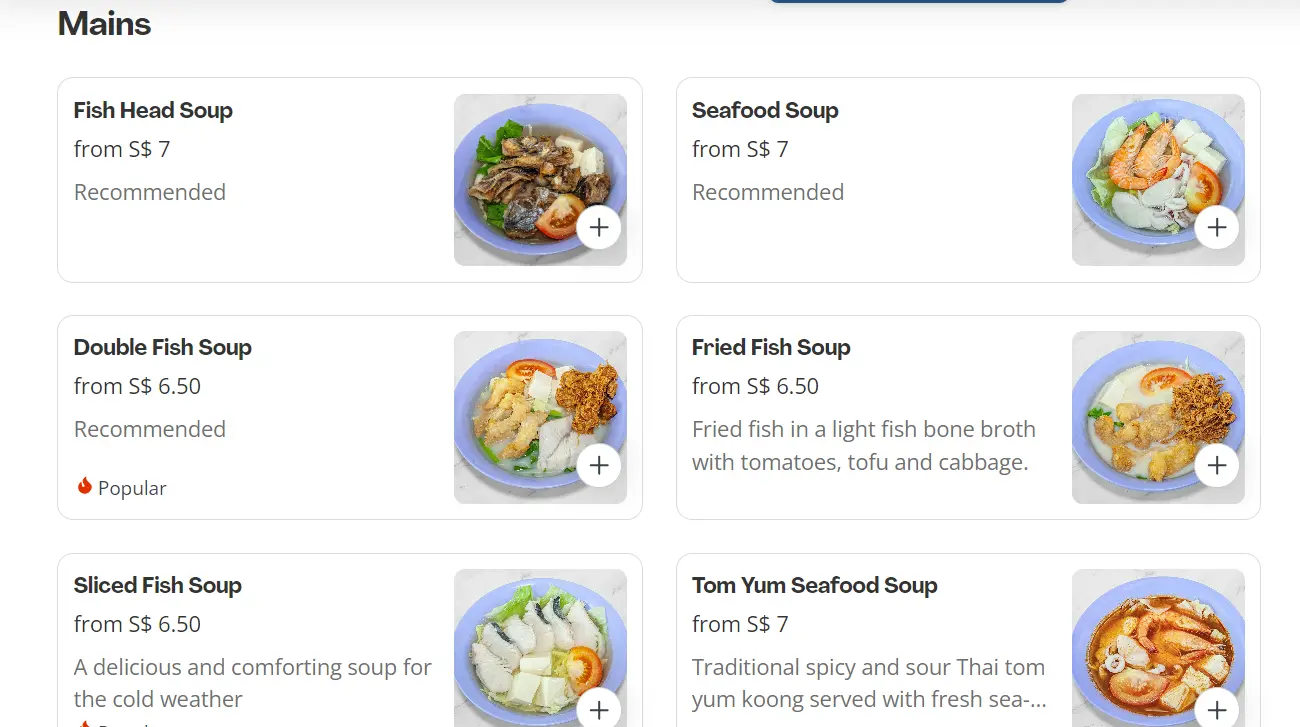 HONG YUN FISH SOUP SINGAPORE MENU 2024