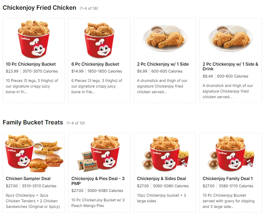 JOLLIBEE FAMILY BUCKET TREATS MENU 2024