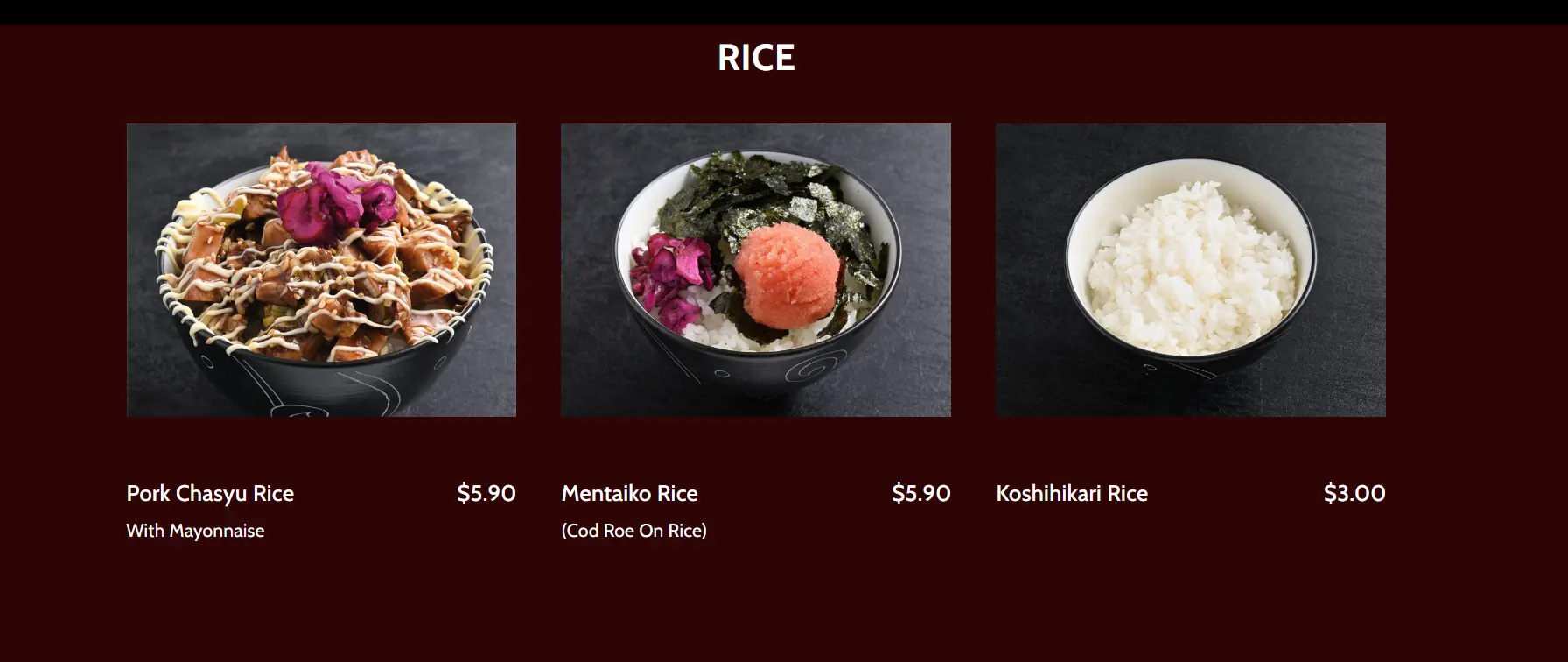 KEISUKE RICE MENU PRICES 2024