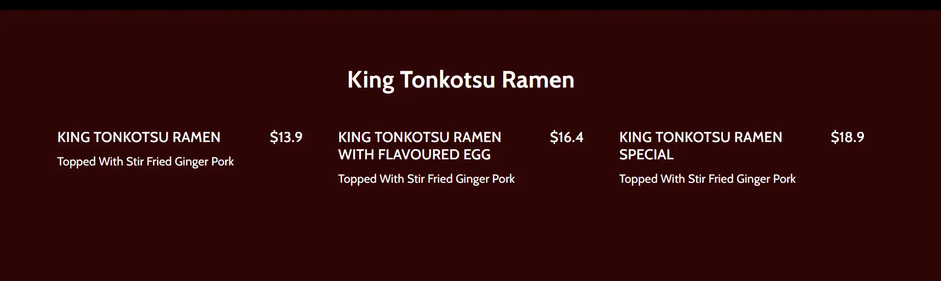 KEISUKE TONKOTSU RAMEN MENU PRICES 2024