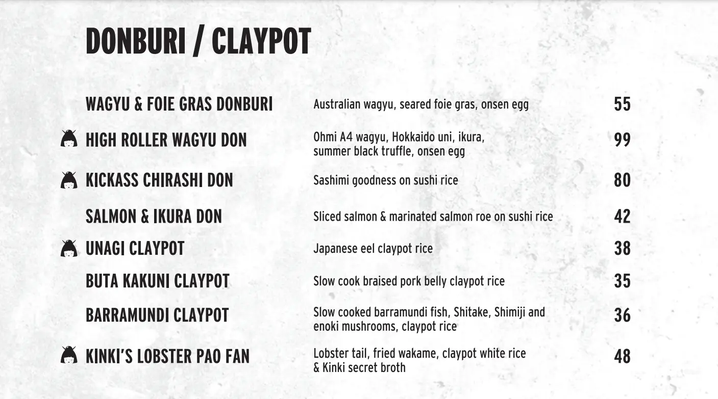 KINKI DONBURI & CLAYPOT MENU PRICES 2024