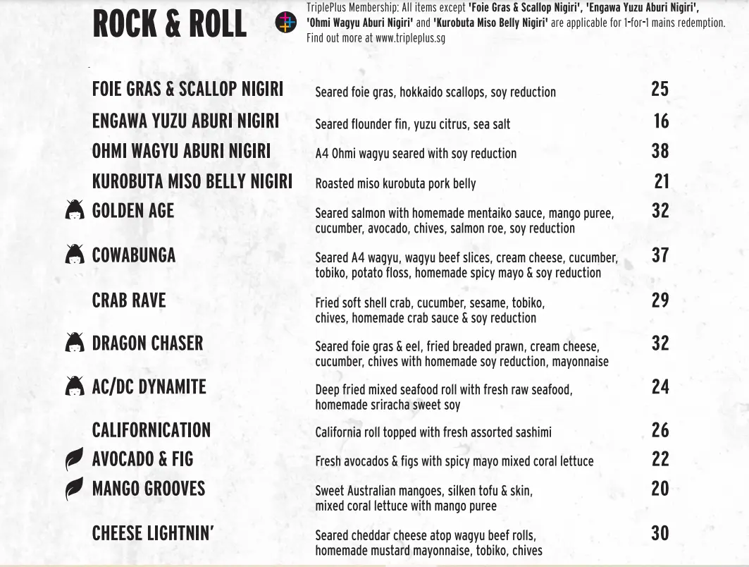 KINKI ROCK & ROLL MENU PRICES 2024