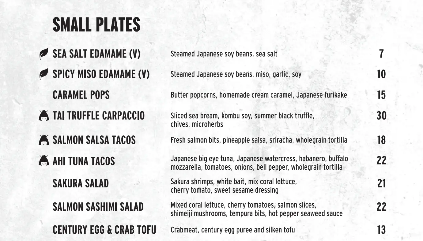 KINKI SMALL PLATES MENU PRICES 2024