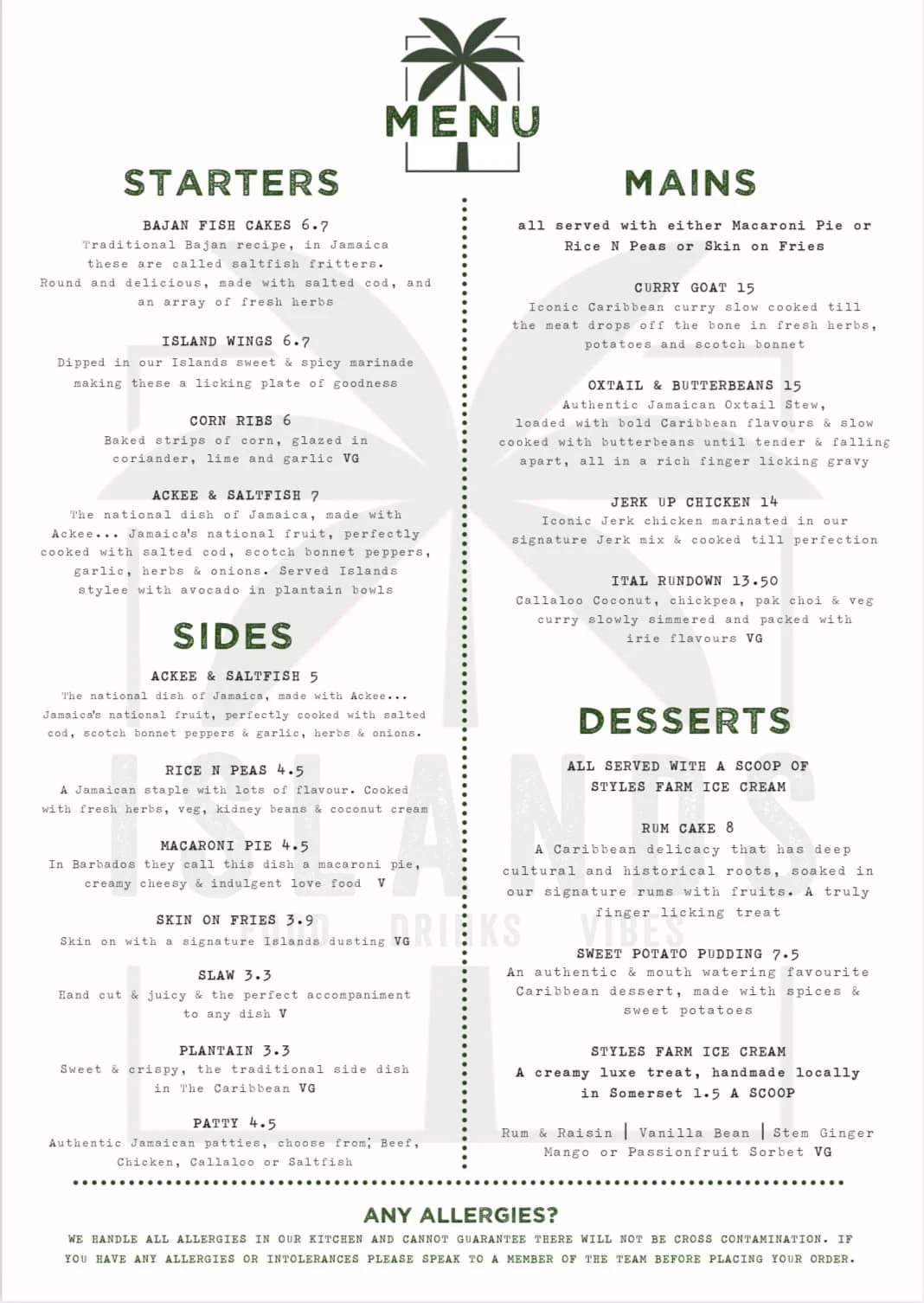 LIME HOUSE CARIBBEAN SG MAINS MENU 2024