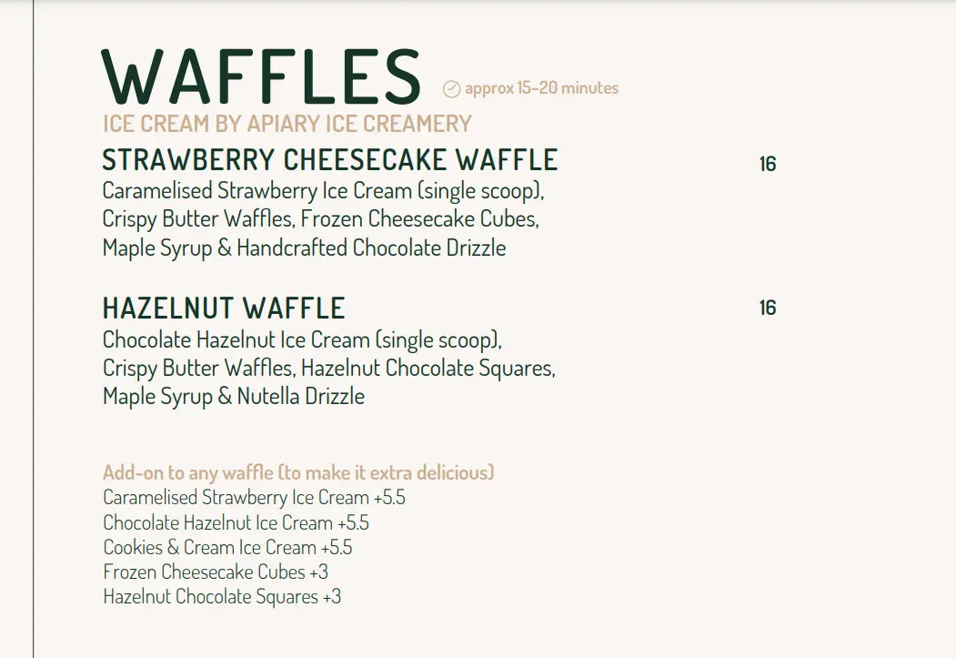 LOLA CAFE WAFFLES MENU 2024