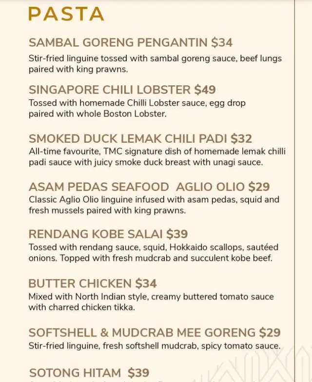 MALAYAN COUNCIL PASTA MENU PRICES 2024