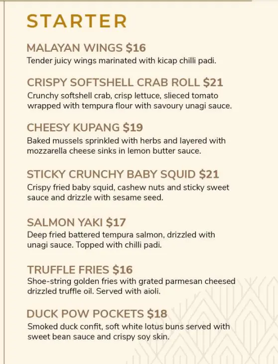 MALAYAN COUNCIL STARTER MENU WITH PRICES 2024