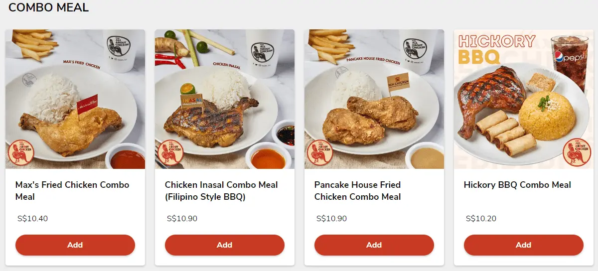 MAX’S ALL ABOUT CHICKEN MENU SINGAPORE 2024