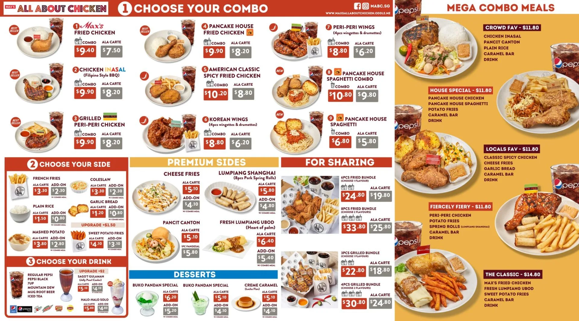 MAX’S ALL ABOUT CHICKEN SINGAPORE MENU 2024