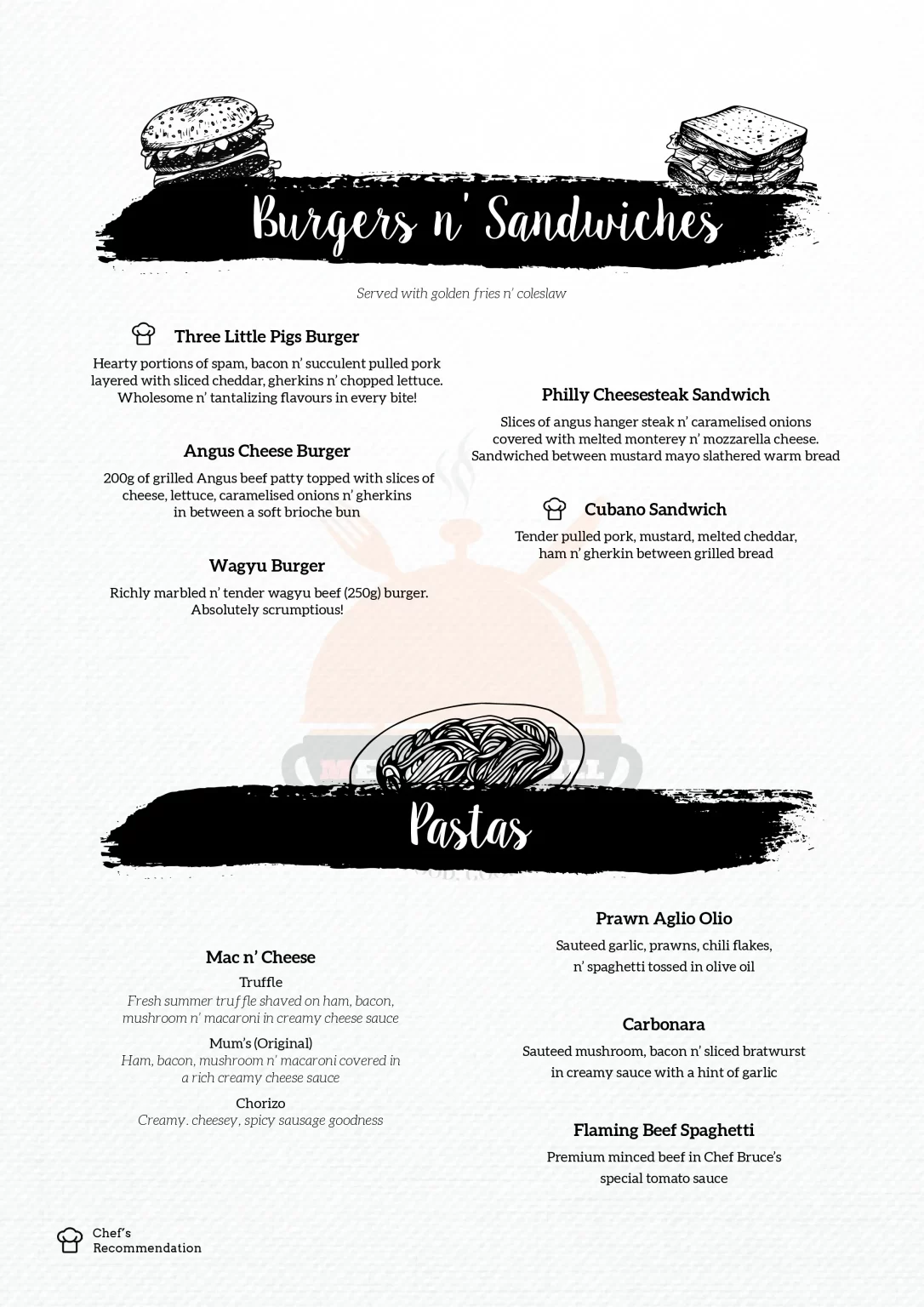 MEAT N’ CHILL BURGERS & SANDWICHES MENU 2024